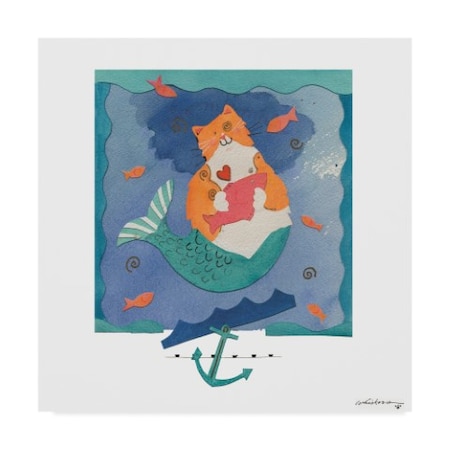 Whiskers Studio 'Orangecat Mermaid' Canvas Art,18x18